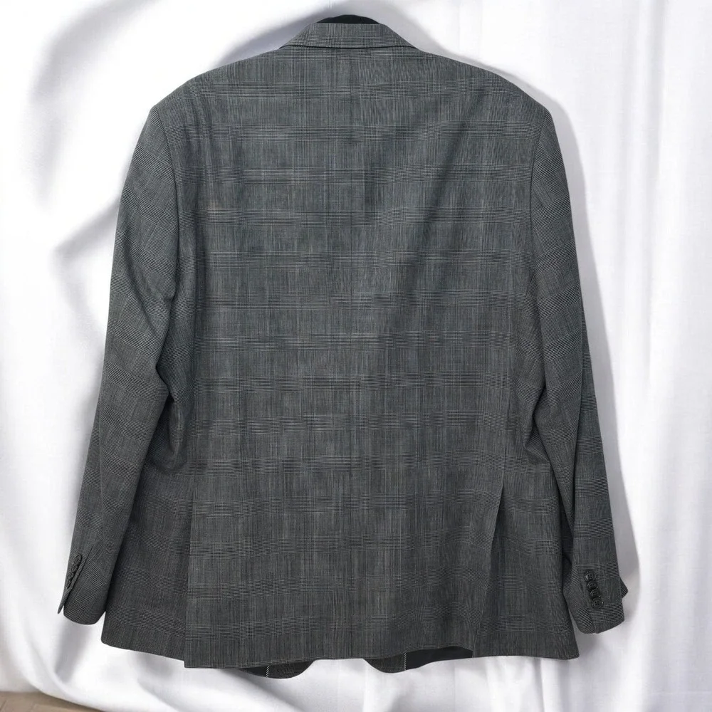 VTG Lands' End Wool Blazer Sutton Traditional Fit‎ Gray Plaid Mens 46 Reg Formal